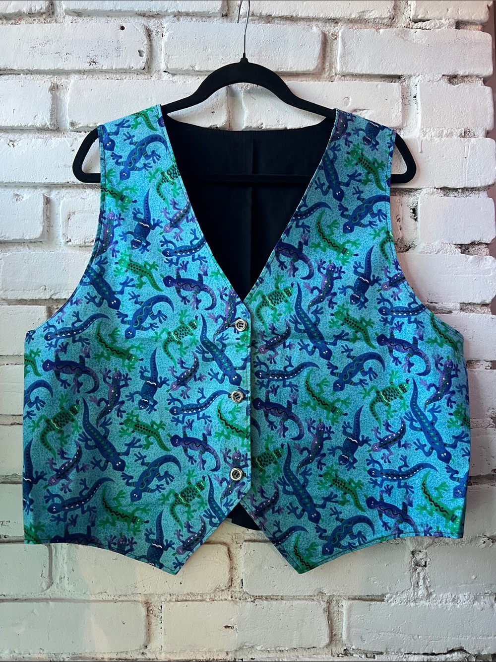 Blue & Green Lizard Print Men's Vest